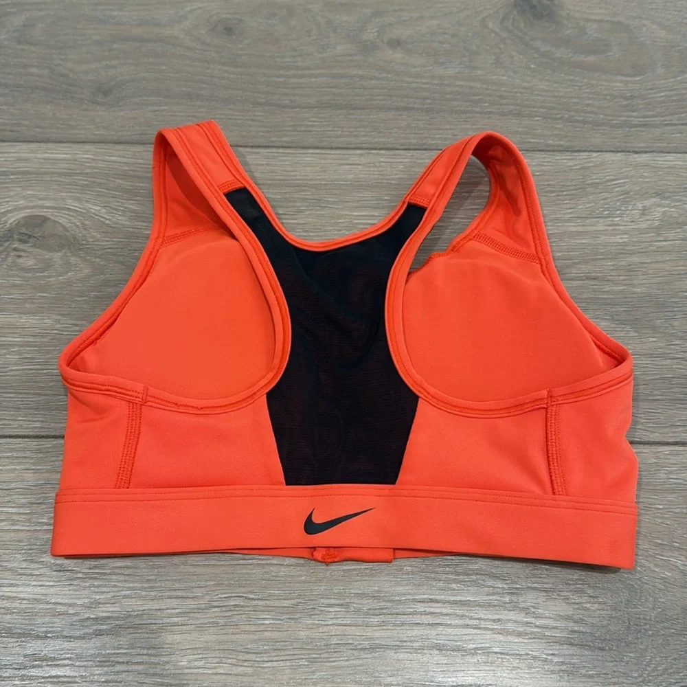 NIKE Chile Red Dri-Fit Swoosh Zip Front Sports Bra Medium Support Active Size XS